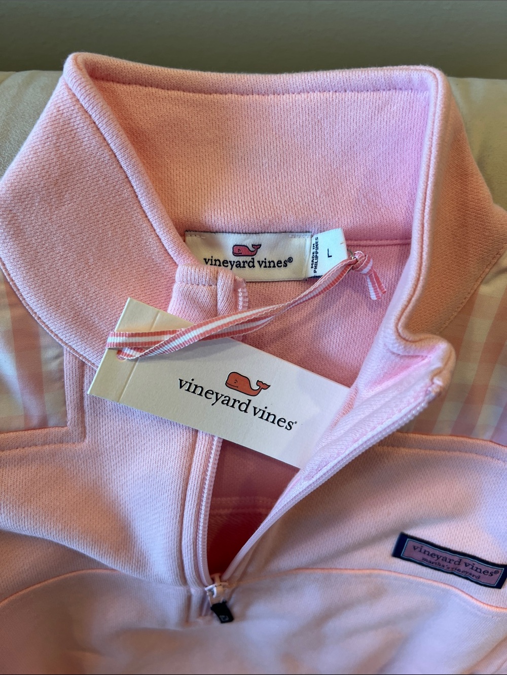 NWT Vineyard Vines Shep Shirt Light Pink Quarter-Zip Mock Neck Pullover - Picture 4 of 8